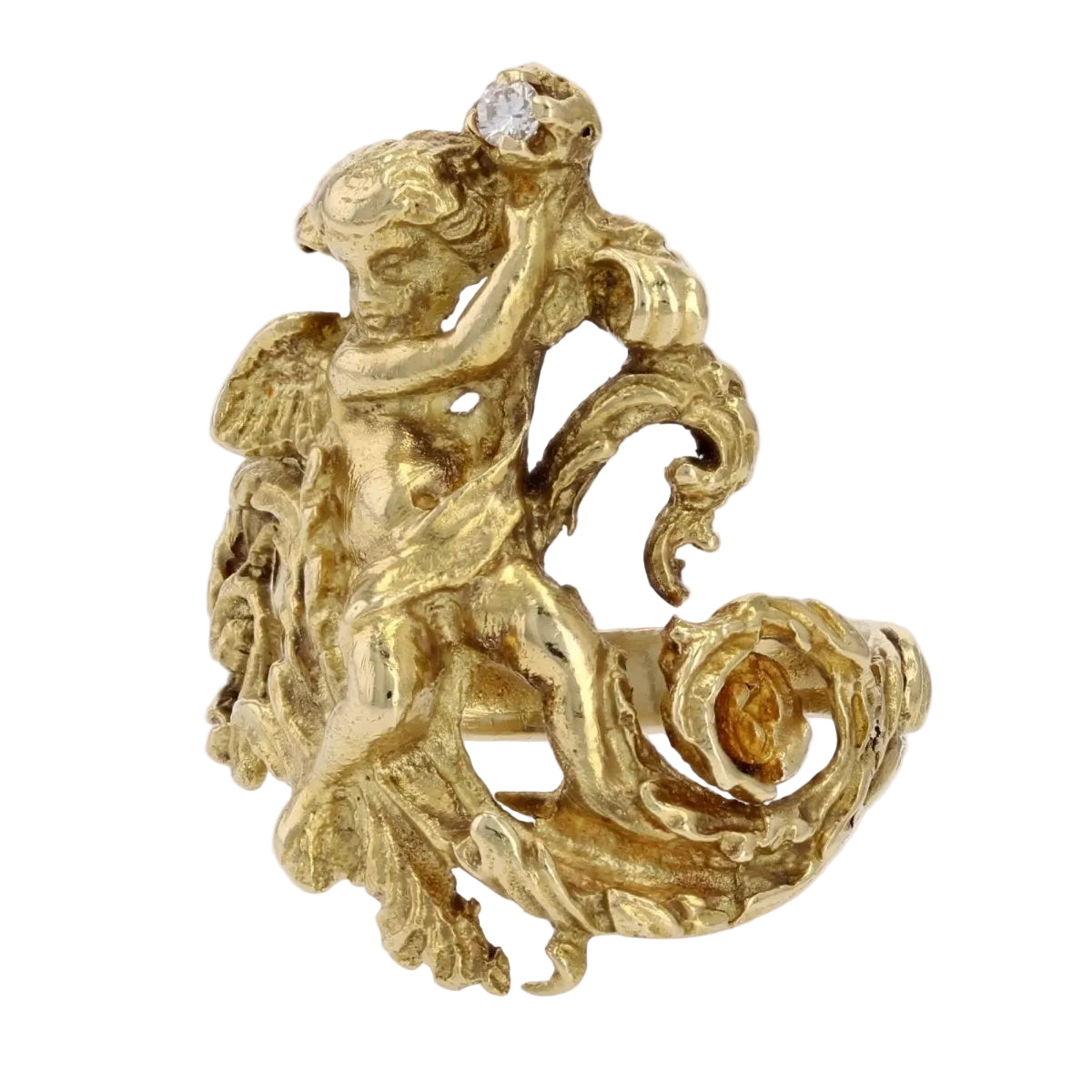 Bague ANCIENNE Angelot en or jaune et diamant - Castafiore