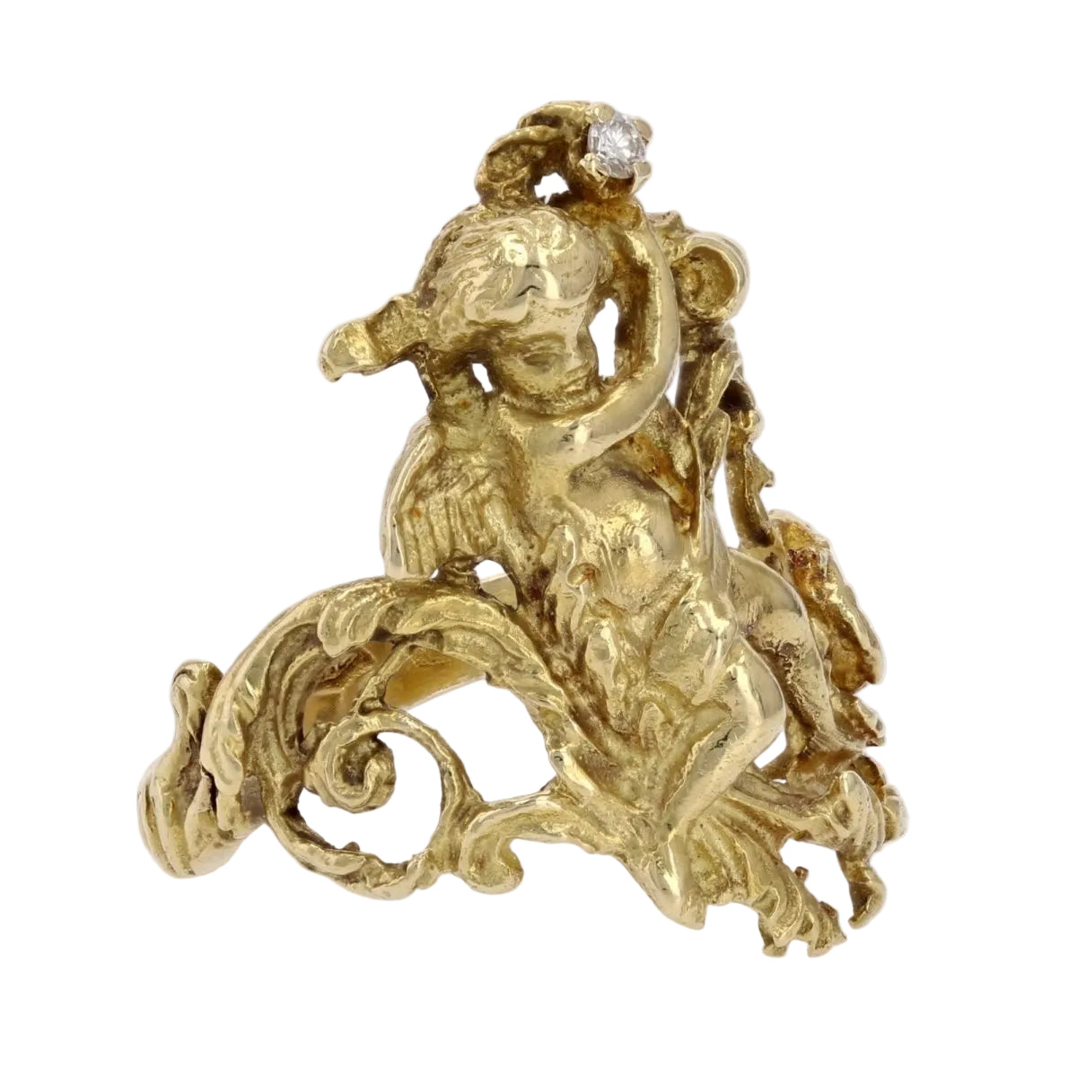 Bague ANCIENNE Angelot en or jaune et diamant - Castafiore