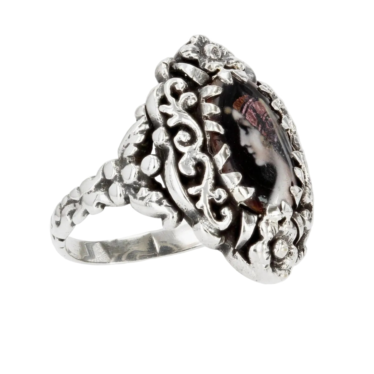Bague ancienne argent émail - Castafiore
