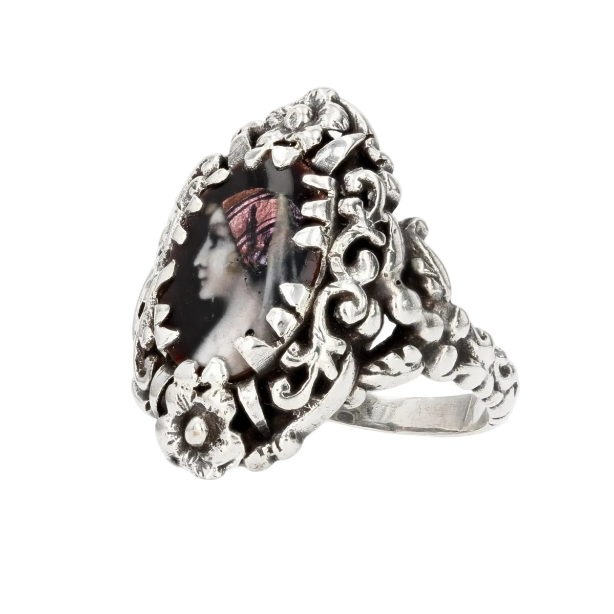 Bague ancienne argent émail - Castafiore