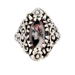 Bague ancienne argent émail - Castafiore