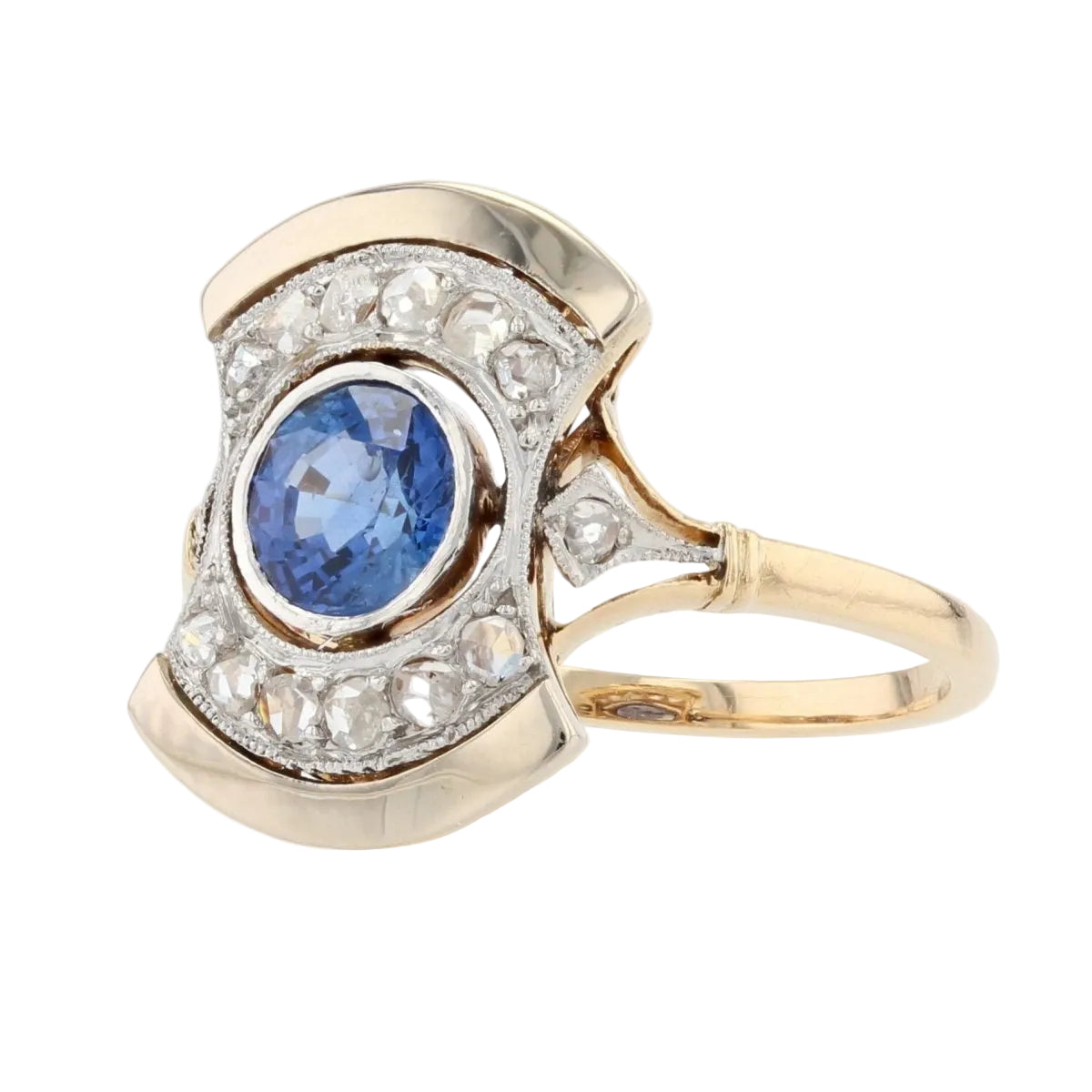 Bague ancienne art déco saphir diamants - Castafiore
