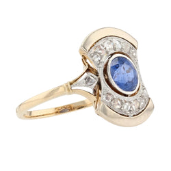Bague ancienne art déco saphir diamants - Castafiore
