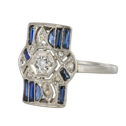 Bague ancienne art déco saphirs et diamants - Castafiore