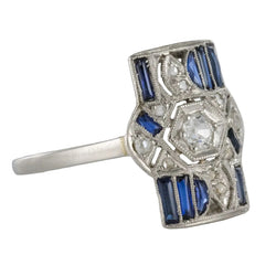 Bague ancienne art déco saphirs et diamants - Castafiore