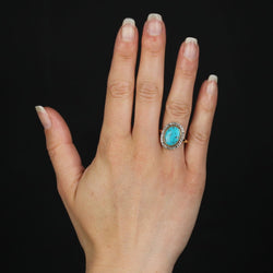 Bague ancienne diamants et turquoise - Castafiore
