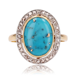 Bague ancienne diamants et turquoise - Castafiore