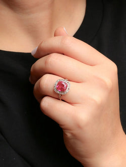 Bague ancienne diamants rubis synthétique - Castafiore