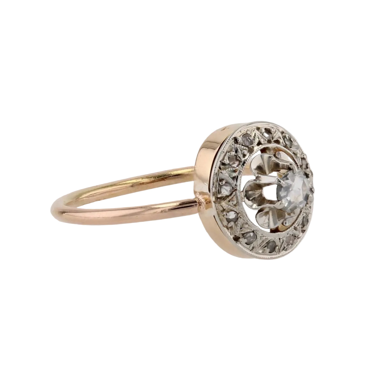 Bague ancienne diamants taillés en rose ronde - Castafiore