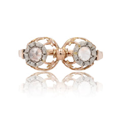 Bague ANCIENNE Duo en or rose et diamants - Castafiore