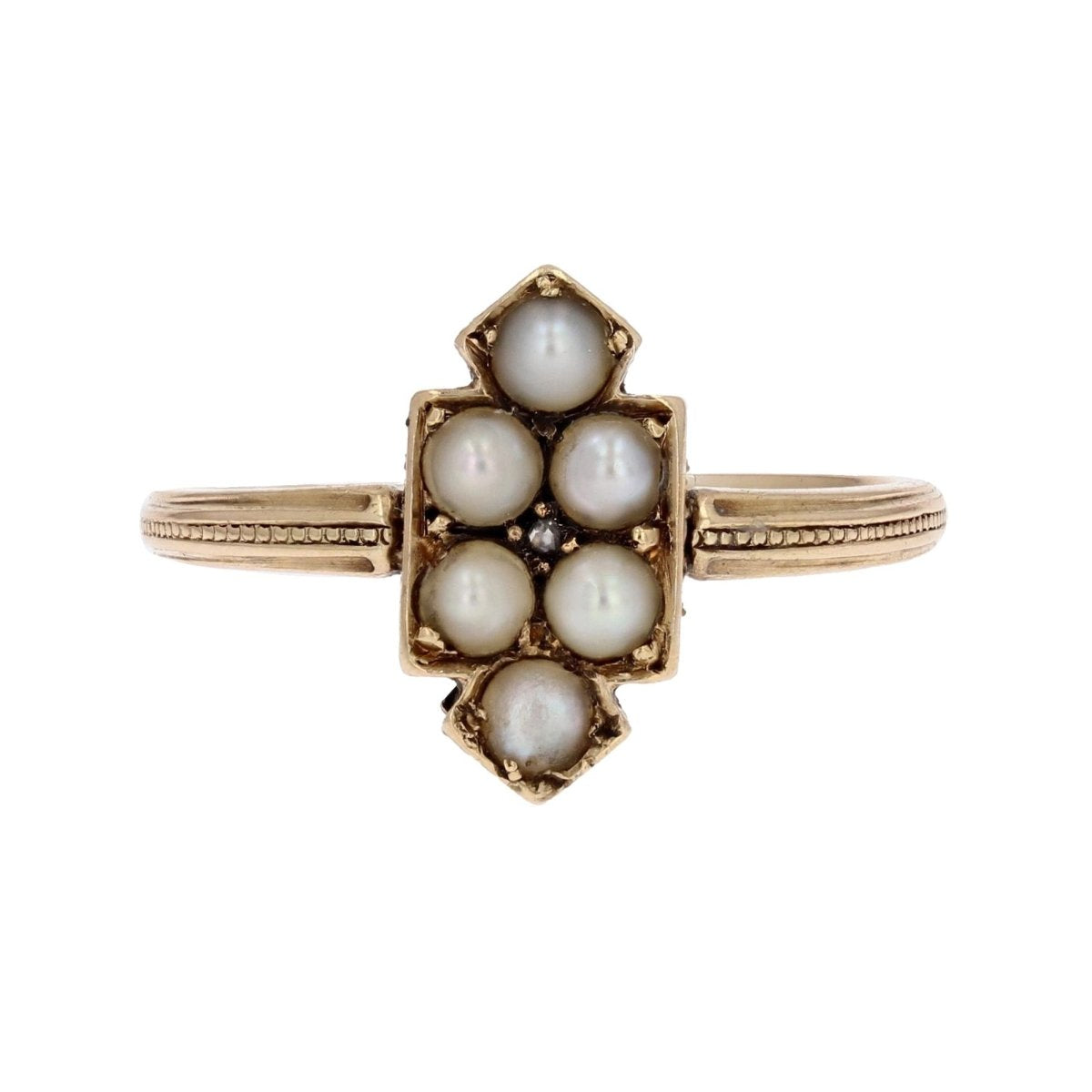 Bague ancienne écusson et perles fines - Castafiore