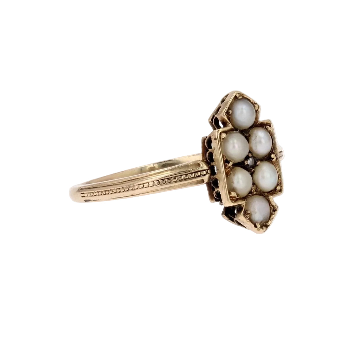 Bague ancienne écusson et perles fines - Castafiore