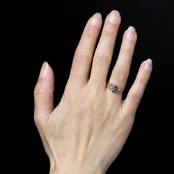 Bague ANCIENNE Émeraude saphir en or rose - Castafiore