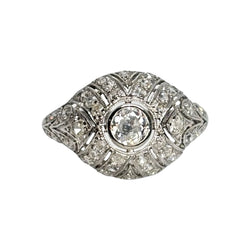 Bague ANCIENNE en or blanc et diamants - Castafiore