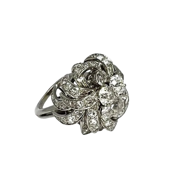 Bague ANCIENNE en or blanc et platine diamants - Castafiore