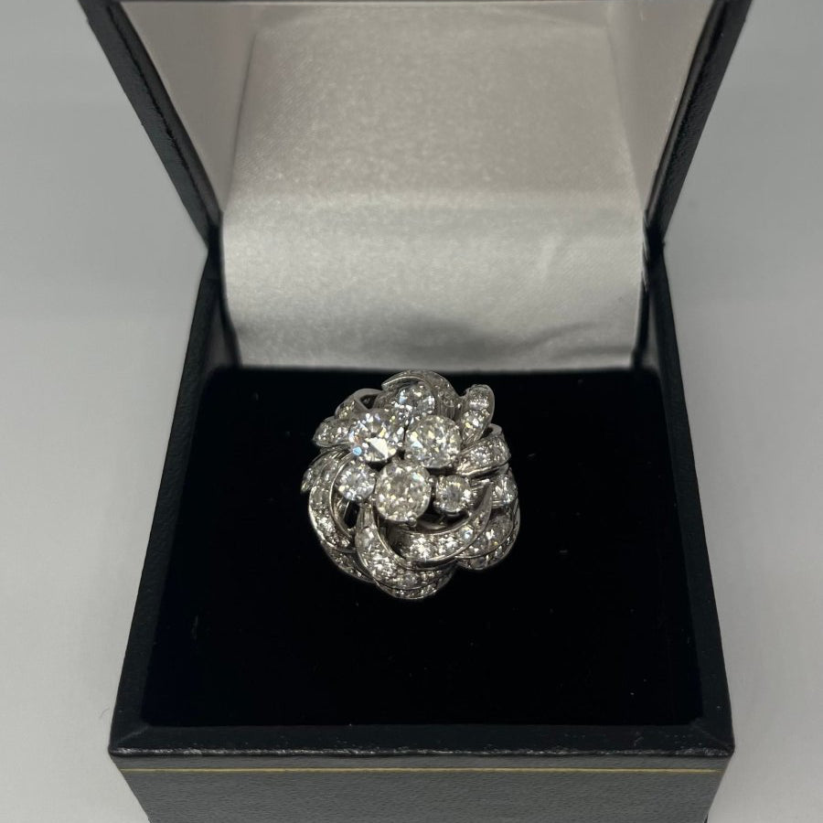 Bague ANCIENNE en or blanc et platine diamants - Castafiore