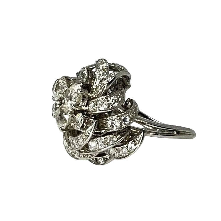 Bague ANCIENNE en or blanc et platine diamants - Castafiore