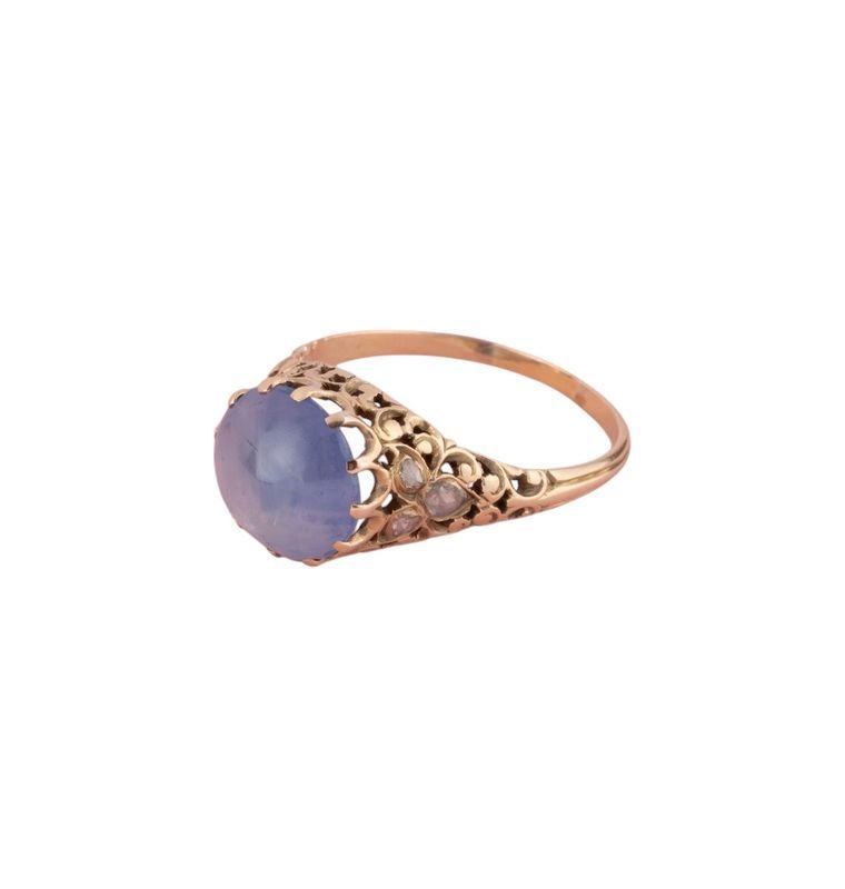 Bague ancienne en or jaune 14k et saphir - Castafiore