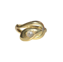 Bague ancienne en or jaune 18k et diamant en forme de serpent - Castafiore