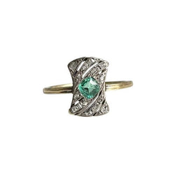 Bague ancienne en or jaune 18k et émeraude - Castafiore