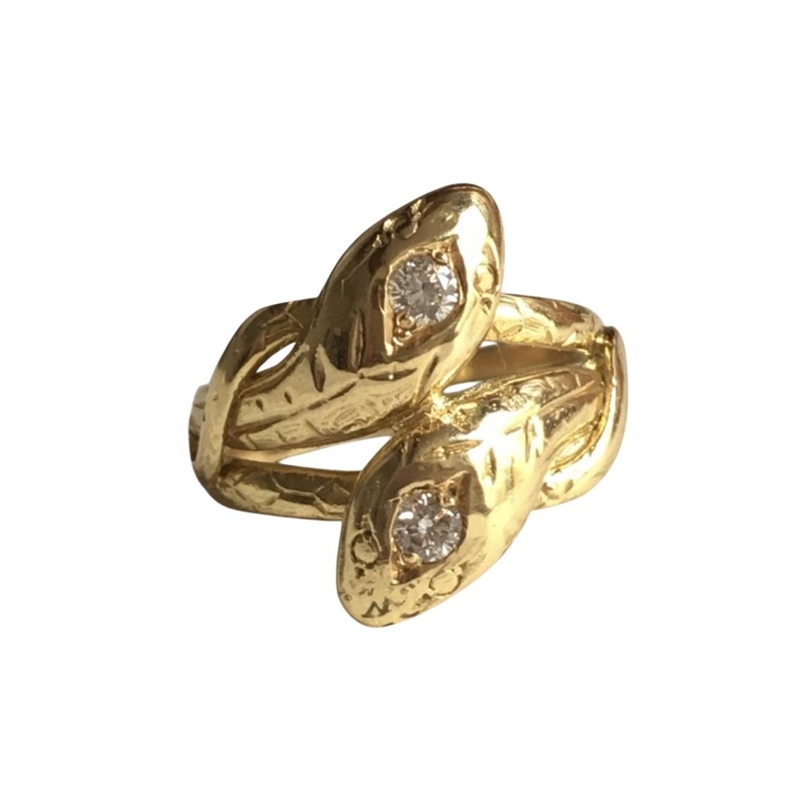 Bague ancienne en or jaune 18K représentant deux serpents - Castafiore