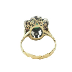 Bague ancienne en or jaune, émeraude et roses - Castafiore