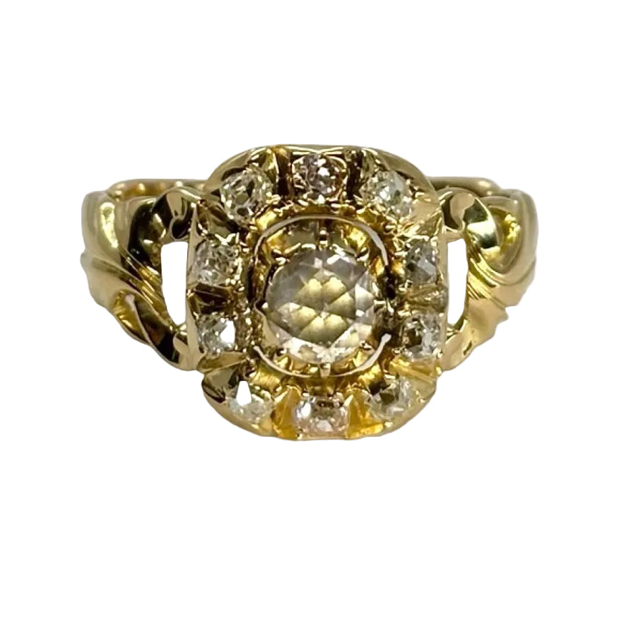 Bague ANCIENNE en or jaune et diamants - Castafiore