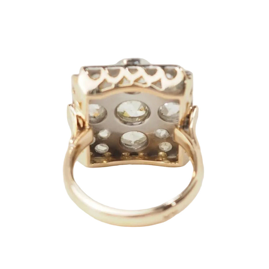 Bague ancienne en or jaune et platine avec diamants - Castafiore