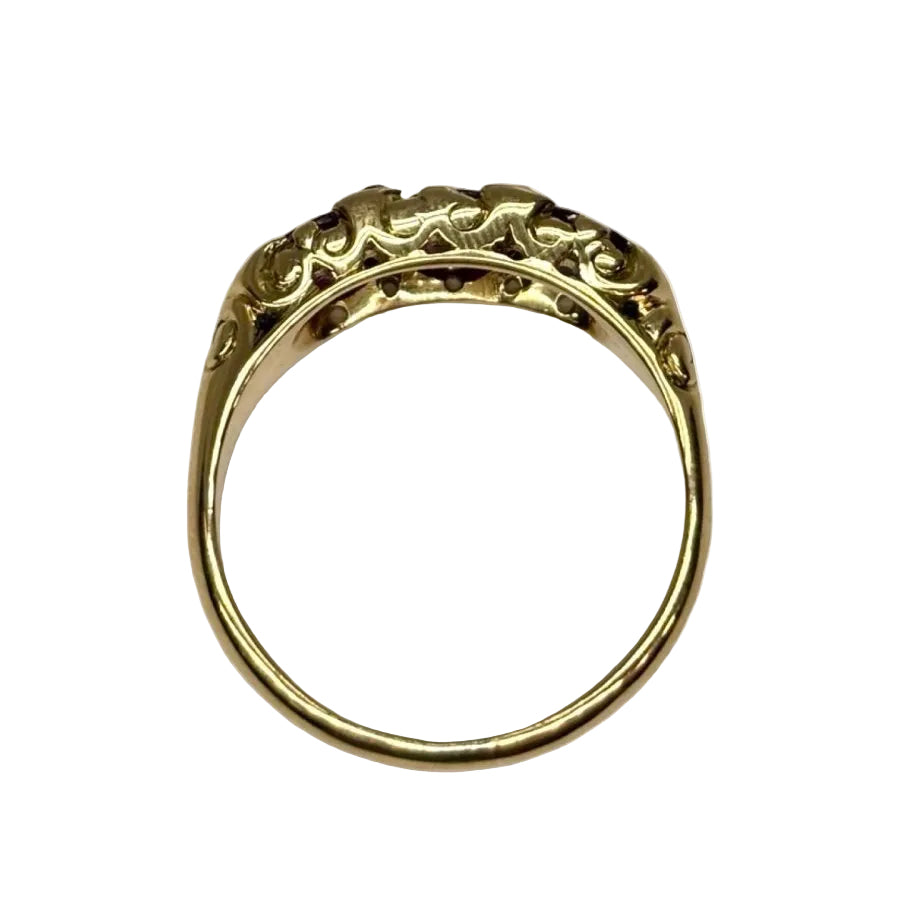 Bague ANCIENNE en or jaune rubis et diamants - Castafiore