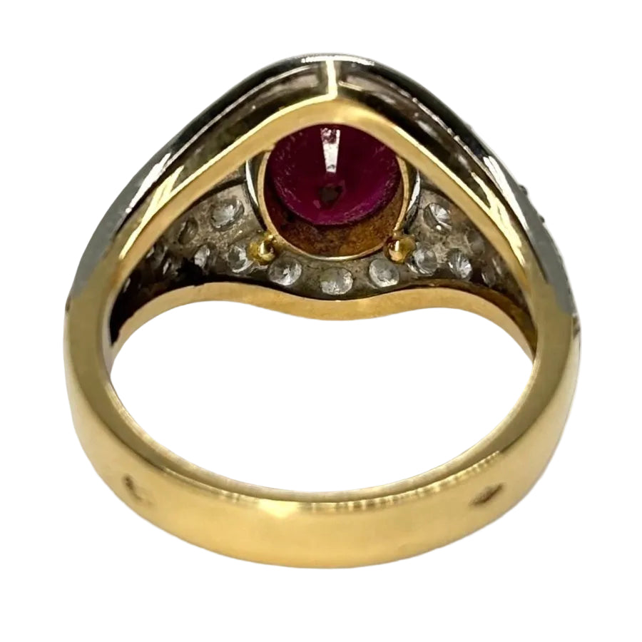 Bague ANCIENNE en or jaune rubis et diamants - Castafiore