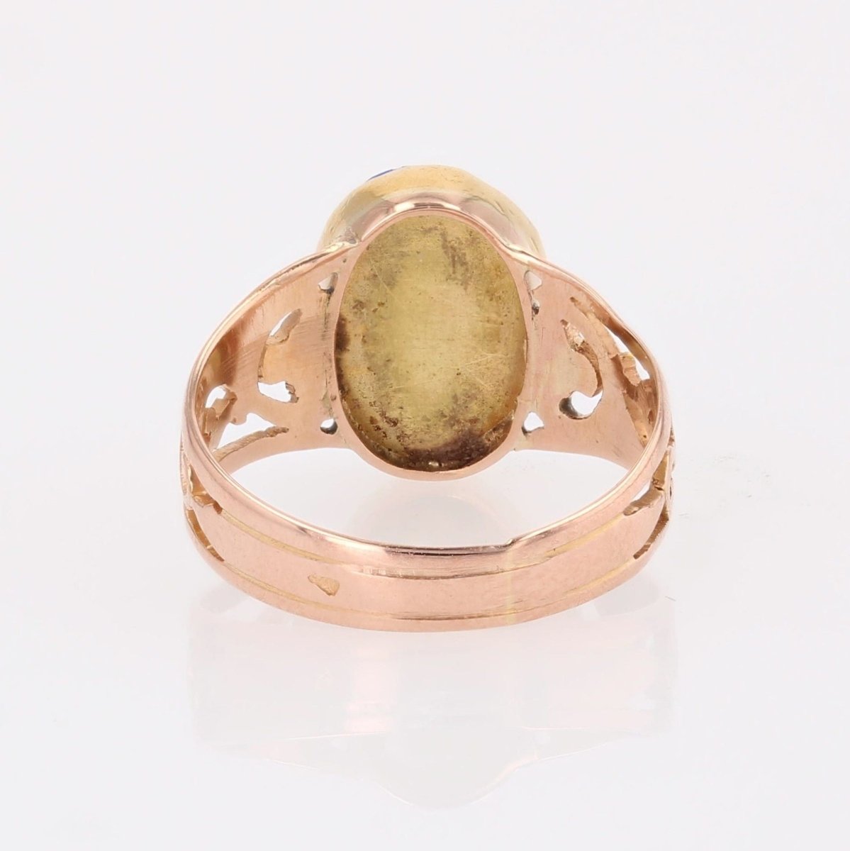 Bague ANCIENNE en or rose et lapis - lazuli - Castafiore