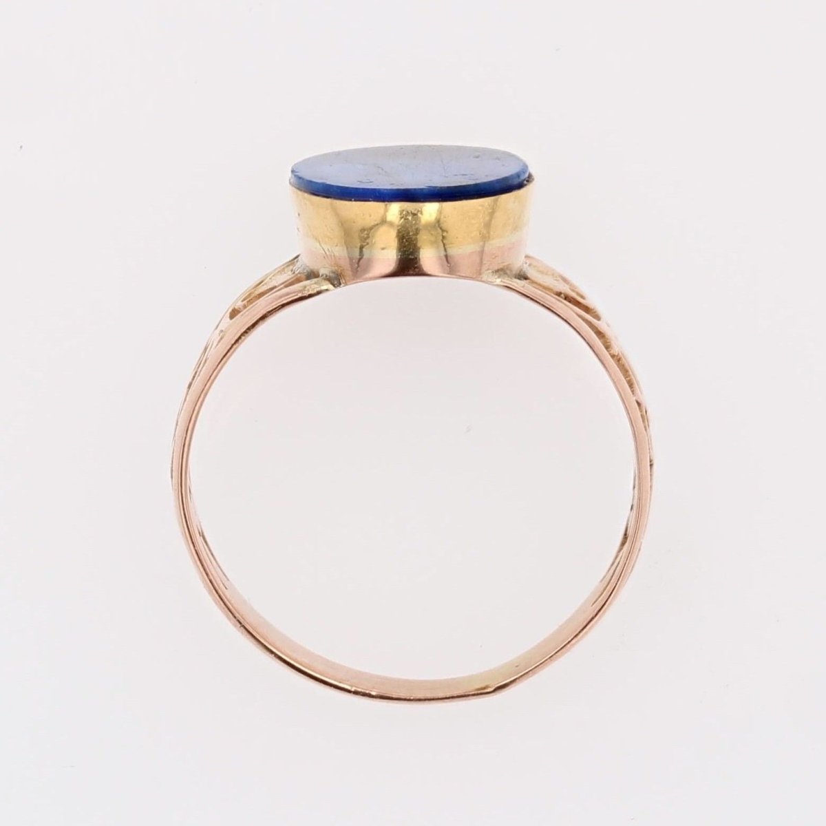 Bague ANCIENNE en or rose et lapis - lazuli - Castafiore