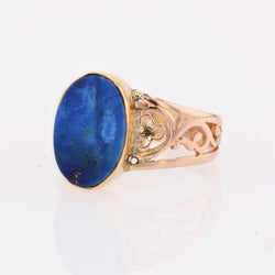 Bague ANCIENNE en or rose et lapis - lazuli - Castafiore