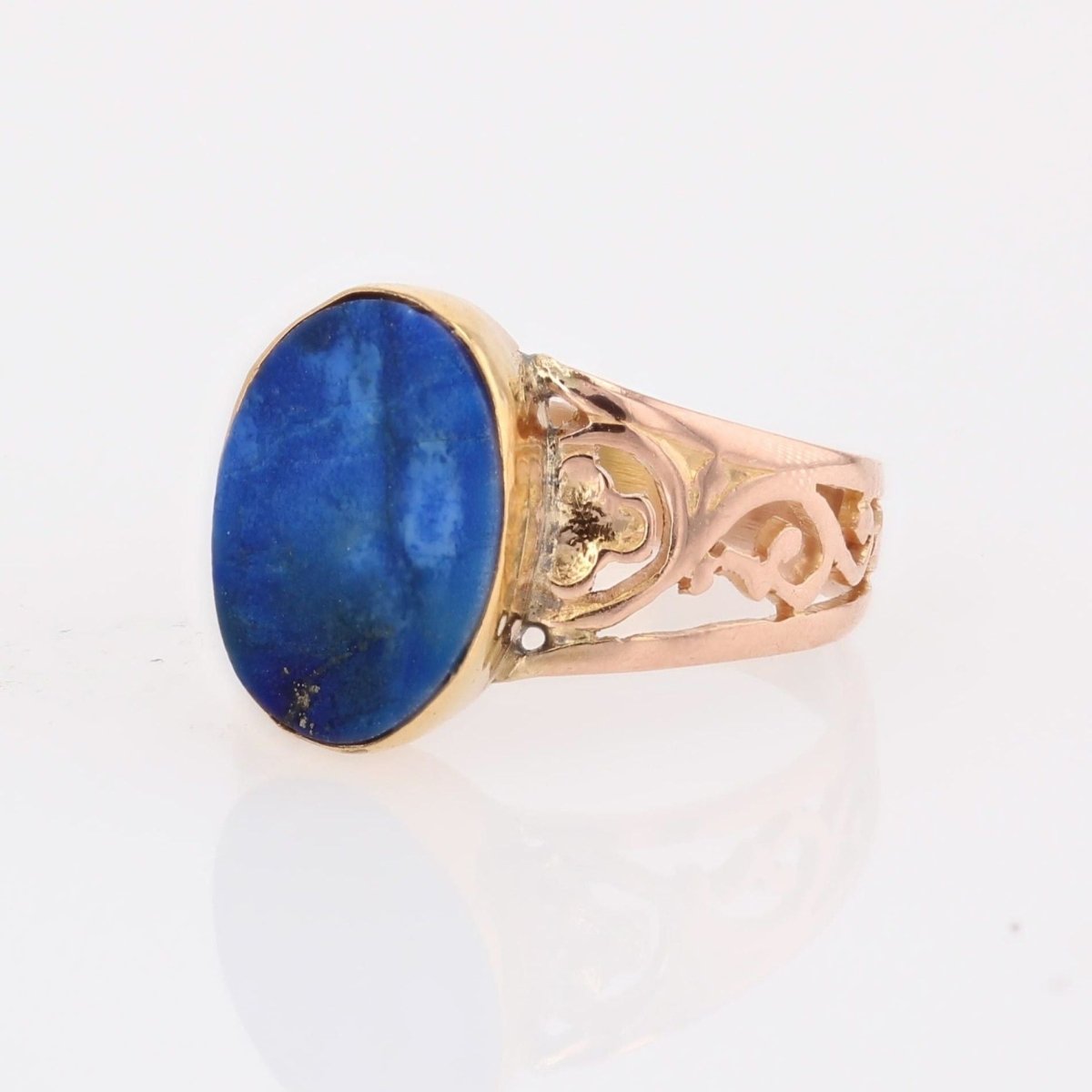 Bague ANCIENNE en or rose et lapis - lazuli - Castafiore