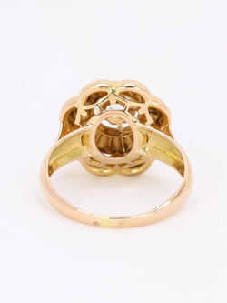 Bague ancienne fleur or jaune pierre blanche - Castafiore