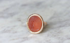 Bague Ancienne Intaille Cornaline sur Or Rose - Castafiore