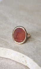 Bague Ancienne Intaille Cornaline sur Or Rose - Castafiore