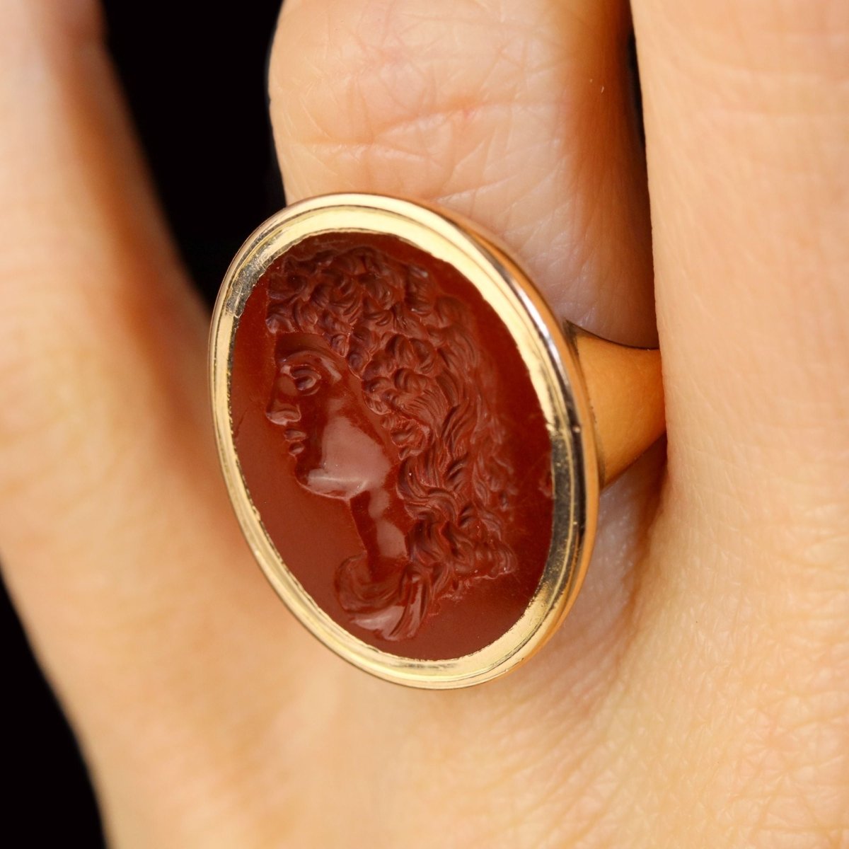 Ring old intaglio on red jasper