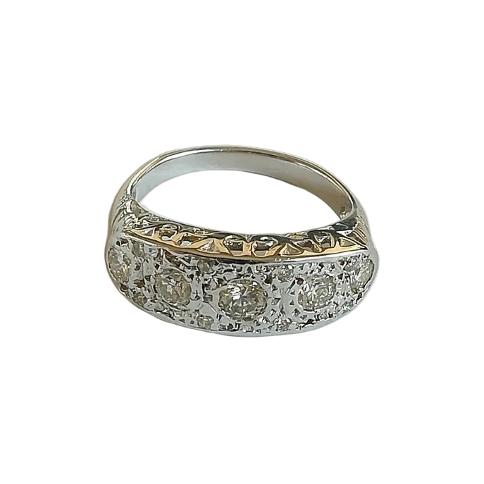 Bague Ancienne Jarretière en or blanc et diamants - Castafiore