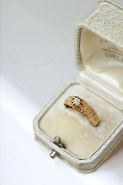 Bague ancienne jonc fleur diamant - Castafiore