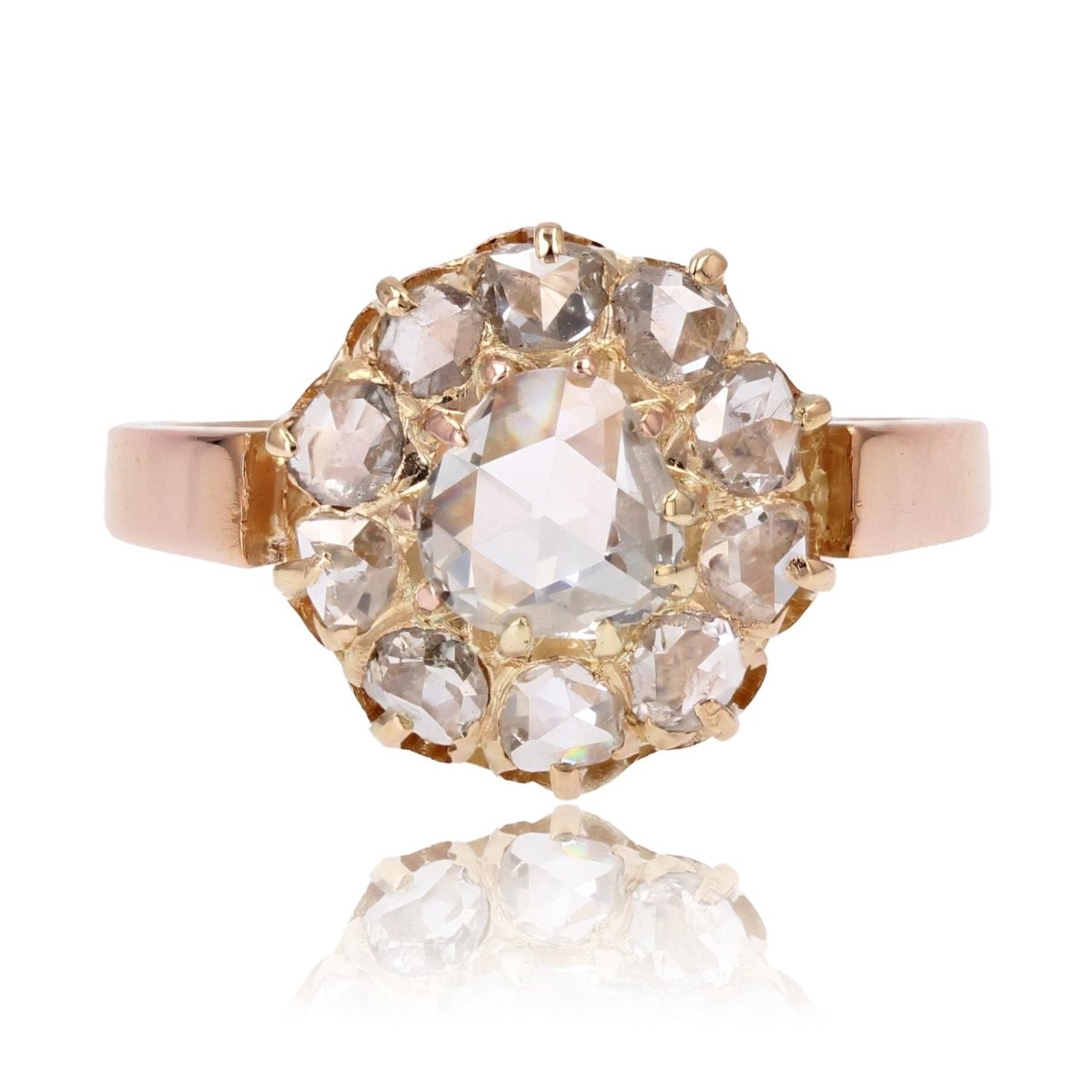 Bague ANCIENNE Marguerite en or rose et diamants - Castafiore
