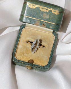 Bague Ancienne Muguet Perles et Diamants - Castafiore
