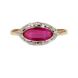 Bague ancienne or et rubis de synthèse - Castafiore