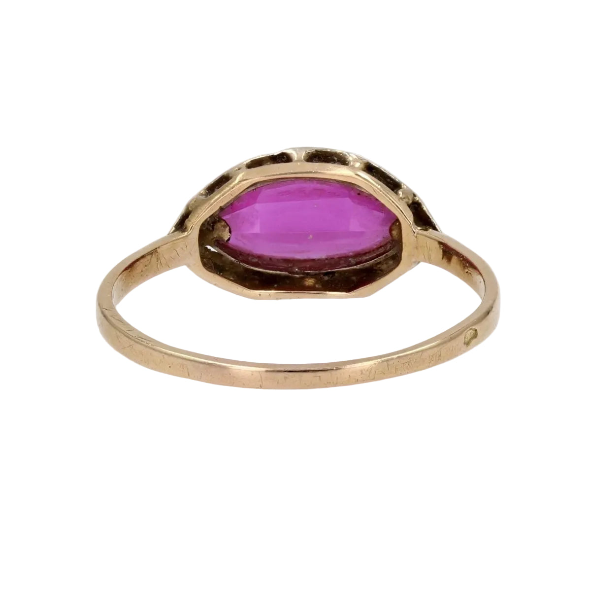 Bague ancienne or et rubis de synthèse - Castafiore