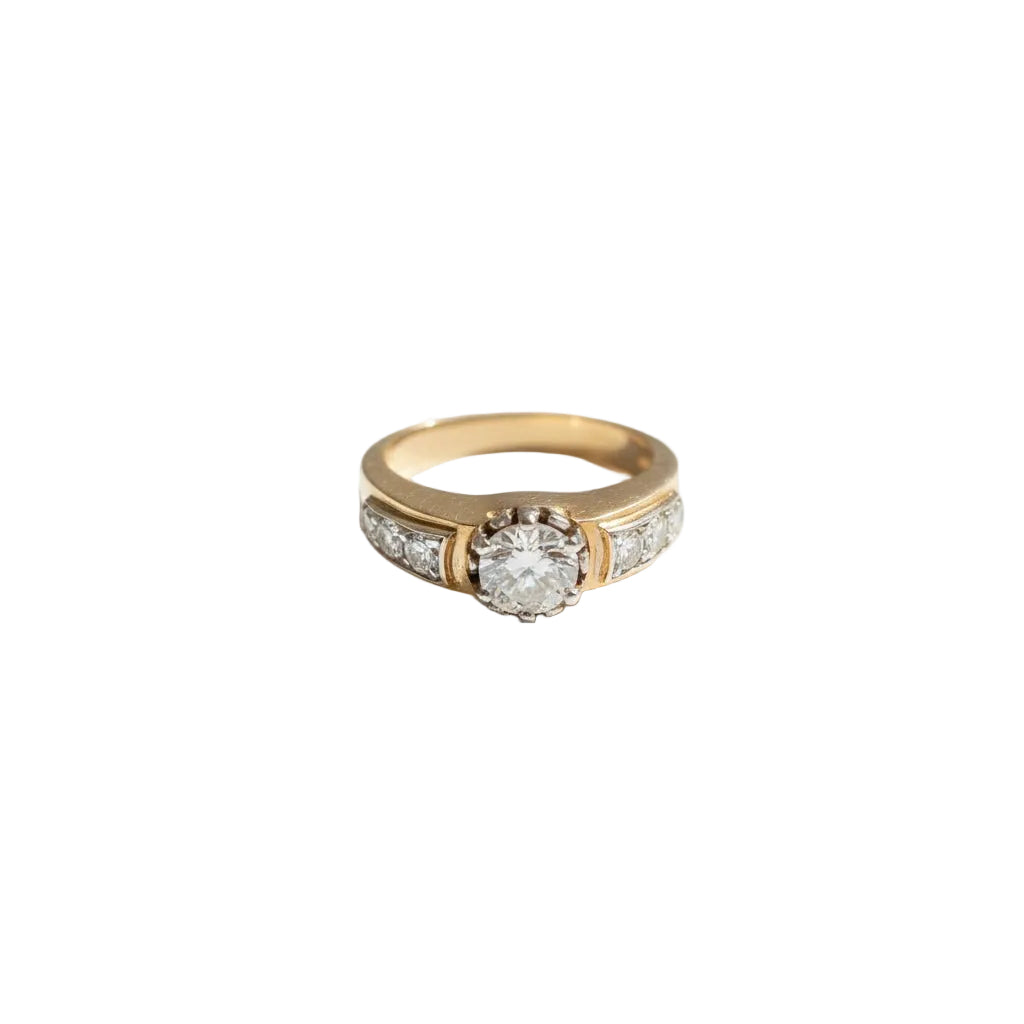 Bague Ancienne or jaune - Diamants 1,03 carats - Castafiore