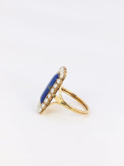 Bague ancienne or lapis - lazuli perles fines - Castafiore