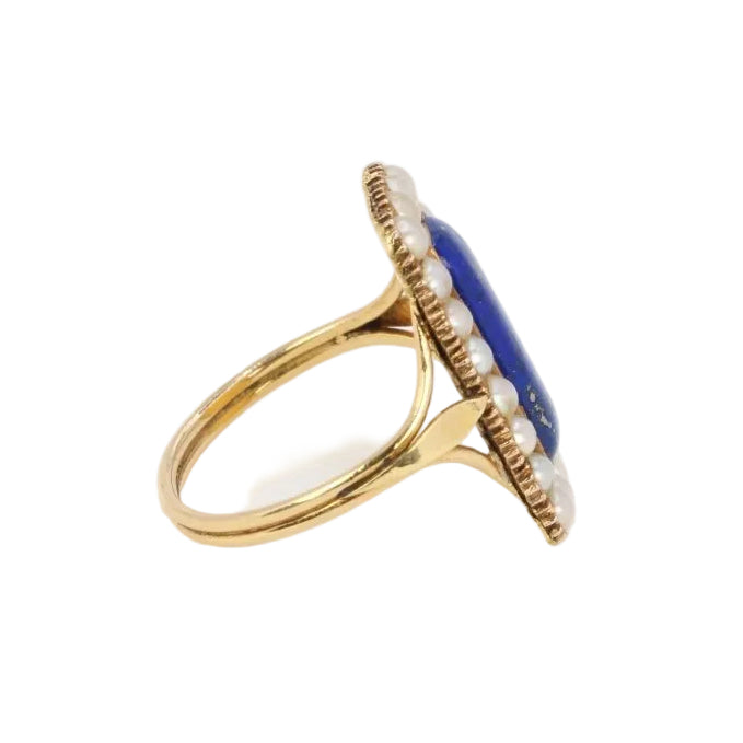 Bague ancienne or lapis - lazuli perles fines - Castafiore