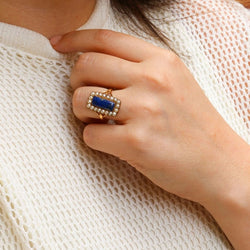 Bague ancienne or lapis - lazuli perles fines - Castafiore
