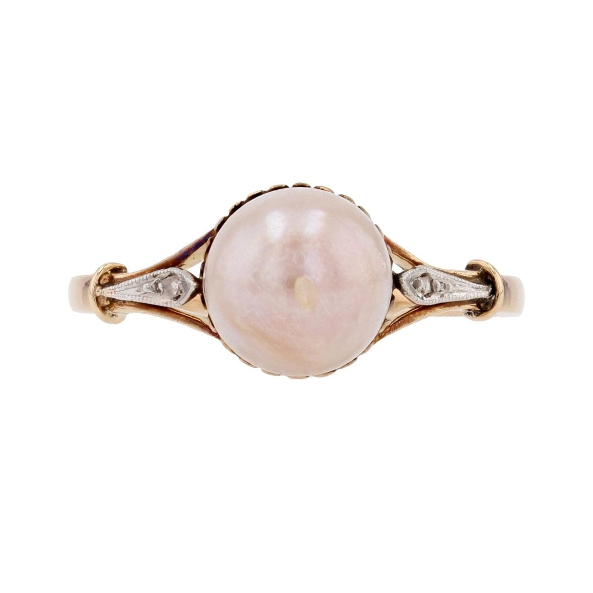 Bague ancienne perle et diamants taillés en rose - Castafiore