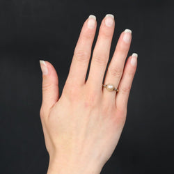 Bague ancienne perle et diamants taillés en rose - Castafiore